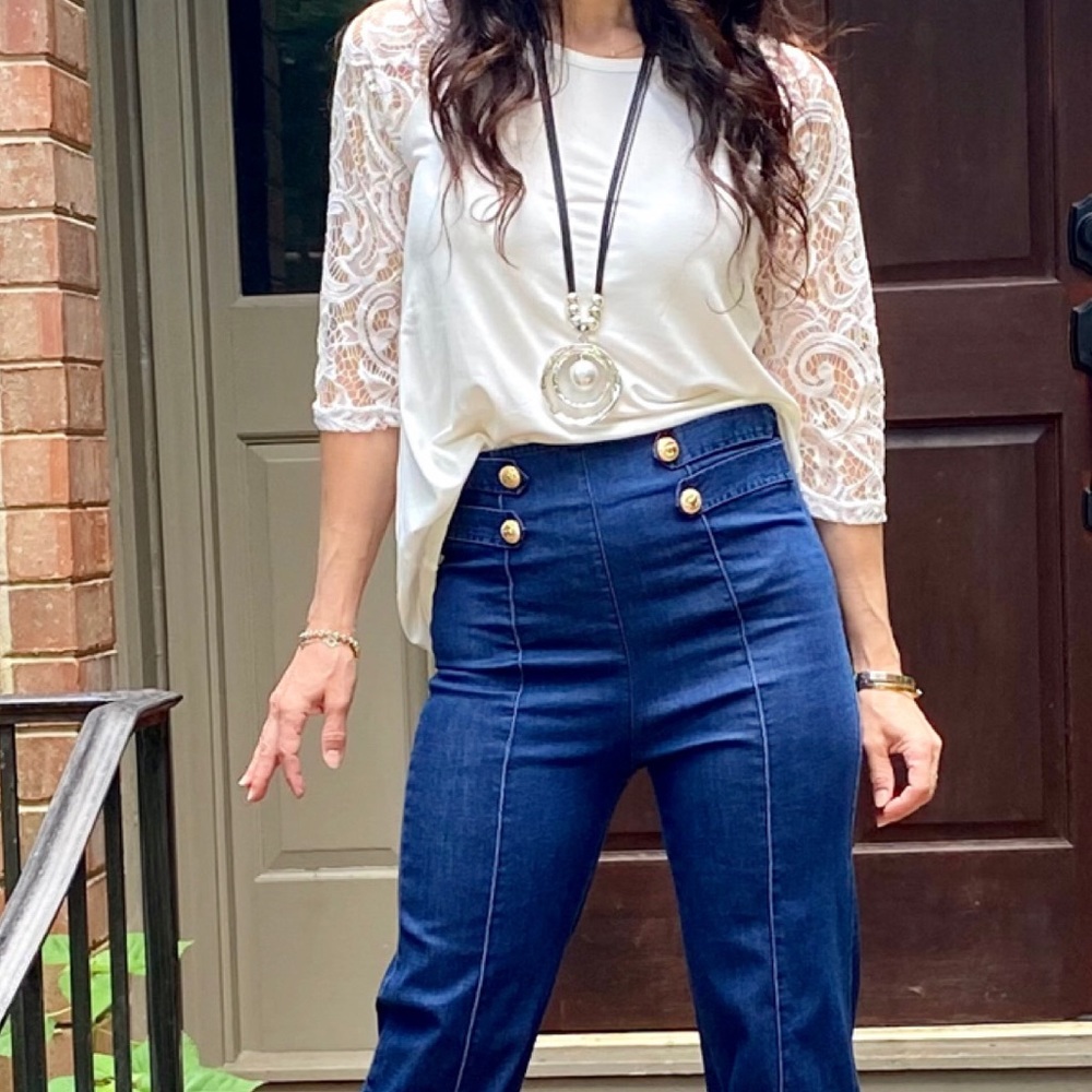 ✨LAST ONE✨BOHO CHIC WIDE LEG JEANS SAILOR PANTS - Picture 14 of 14